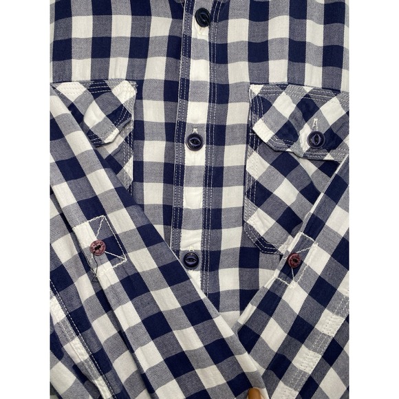 Superdry Men's Gingham Check Shirt Medium Blue‎ White Long Sleeve Casual Cotton - Picture 3 of 8